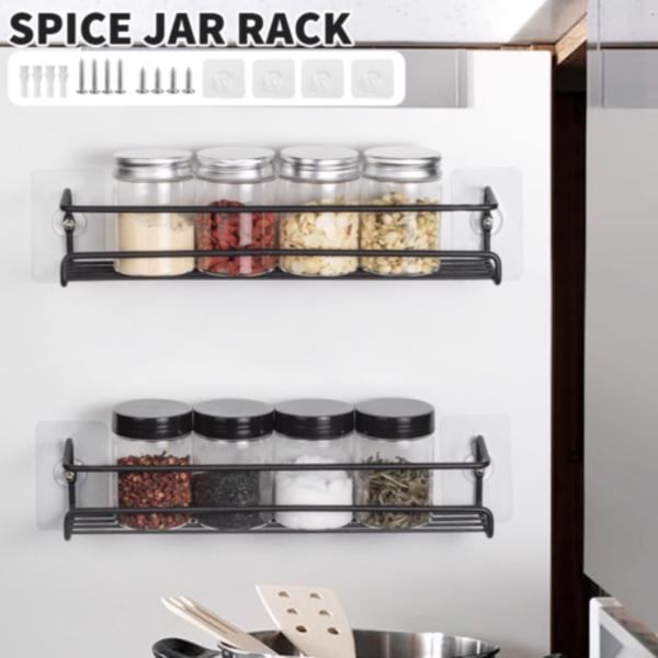 2pcs Spice Herb Jar Rack Holder For Kitchen Door Cupboard Storage Wall Mounted