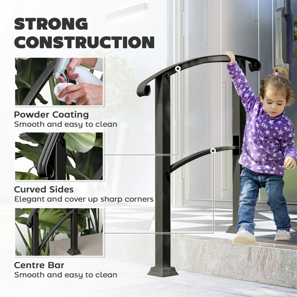  Black Step Metal Handrails for Outdoor Steps Stair Railing