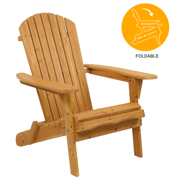 【Replace 57738306】Folding Wooden Adirondack Lounger Chair with Natural Finish