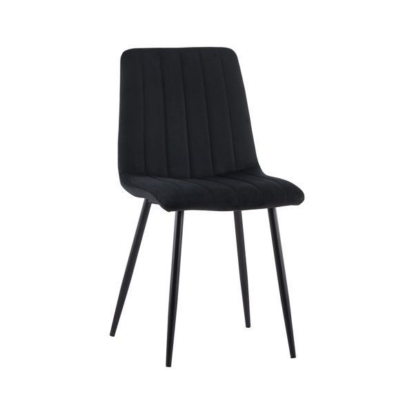 Velvet Dining Chairs set of 2, Metal Leg, Black