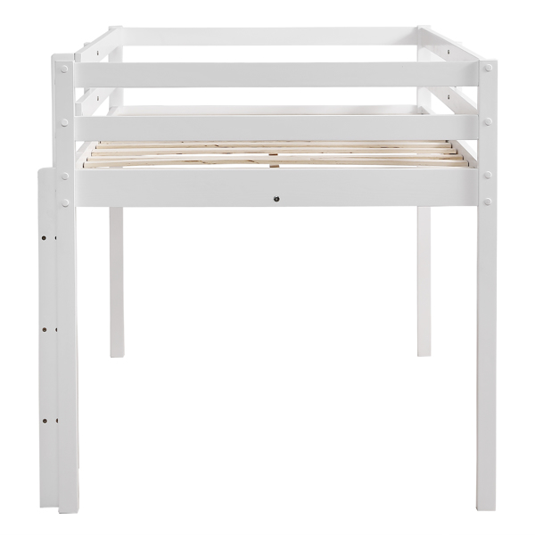 FCH Elevated Cross Bracing Straight Ladder Twin Pine Wooden Bed White