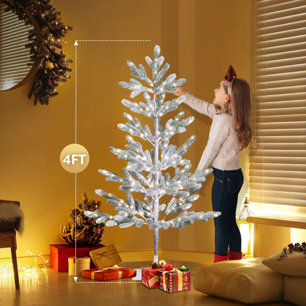 4ft Pine Tree Shape PE Material 48 Branches Green Flocking 325 Lights Warm White Two-color 8 Modes With Remote Control Indoor Tree Light  S101