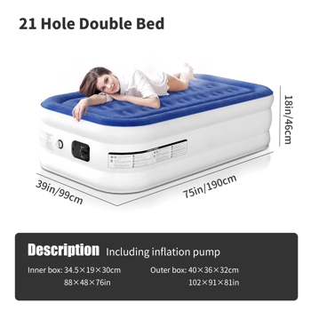 (Twin)1 PC Pillow Top Plush Queen Air Mattress With Built-in High-Speed Pump Best For Home or Outdoor(Prohibited temu, no shipments on weekends)