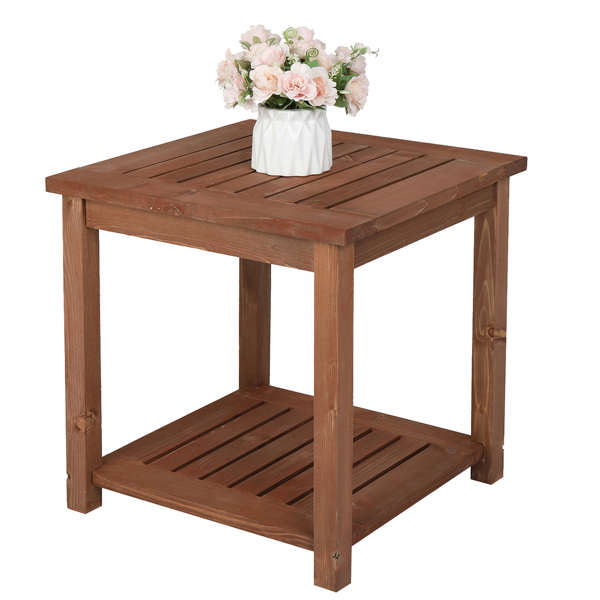 Square Wood Side Table Carbonized Color