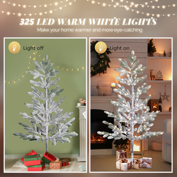 4ft Pine Tree Shape PE Material 48 Branches Green Flocking 325 Lights Warm White Two-color 8 Modes With Remote Control Indoor Tree Light  S101