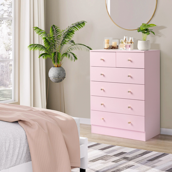 Modern Simple 6-Drawer Dresser Pink