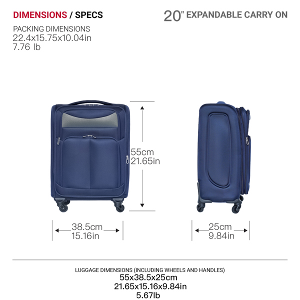 20 inch suitcase Navy blue