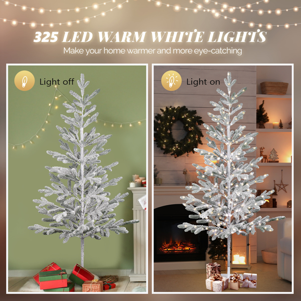 6ft Pine Tree Shape PE Material 80 Branches Green Flocking 550 Lights Warm White Two-color 8 Modes With Remote Control Indoor Tree Light S101