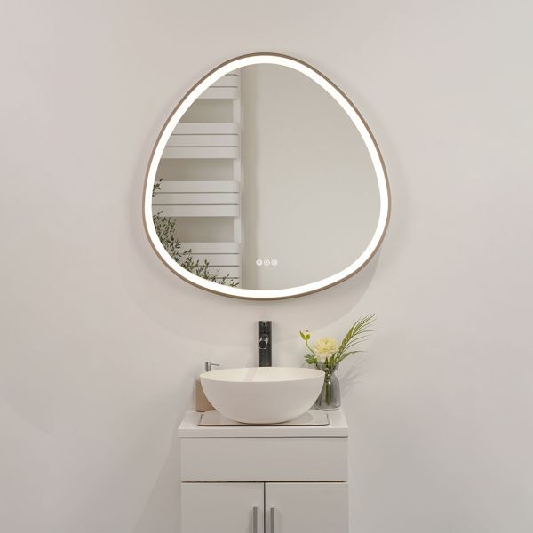 32 x 32 in. Gunmetal Grey Framed Dimmable Anti-Fog LED Bathroom Vanity Mirror