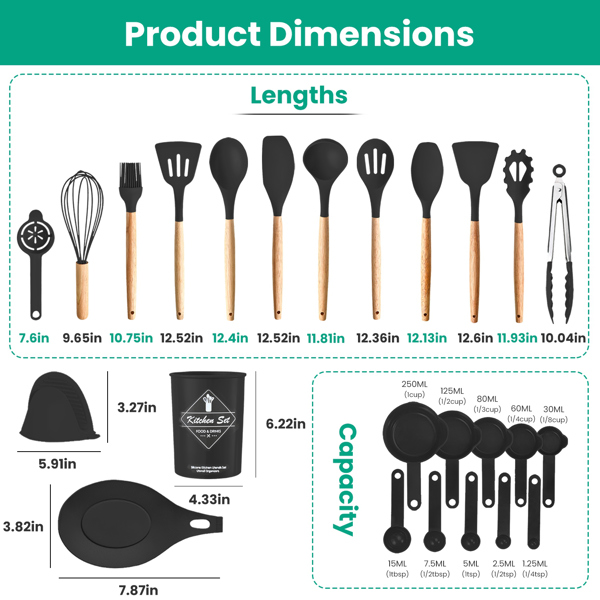 35Pcs Kitchen Cooking Utensils Set Spatula Set Baking Utensil Set Kitchen Accessories Necessities with Holder Egg Whisk Separator Tong Turner Spoons Cups