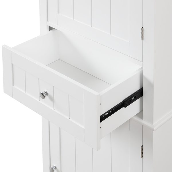 Tall Bathroom Storage Cabinet, Freestanding Storage Cabinet with Drawer and Adjustable Shelf, MDF Board with Painted Finish, White (Old Sku:WF312727AAK)