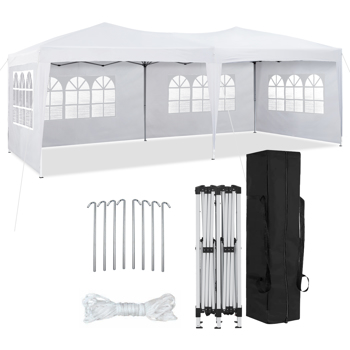 10×20 Party Tent Wedding Patio Gazebo,with 6 Removable Sidewalls & Carry Bag The Pop Up Canopy Tent, Anti-UV All Season Wind Waterproof Commercial Outdoor Wedding BBQ Events Party Tent