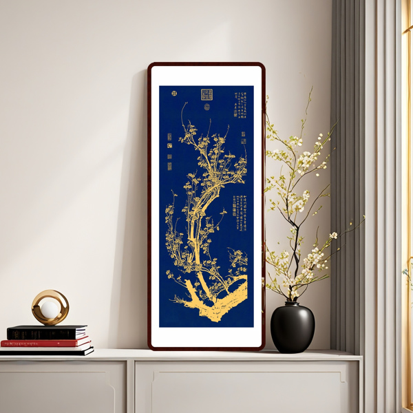 Plum Blossom Painting Handmade Tayin Energy Painting Size 45.2X17.7 inch (115X45cm)