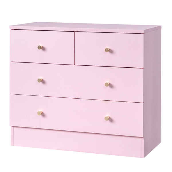 Modern Simple 4-Drawer Dresser Nightstand PINK