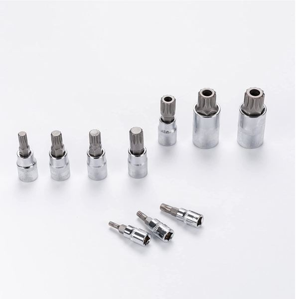 10 piece plum blossom drill bit socket set spline set three way socket drill bit plum blossom wrench set for maintenance DIY