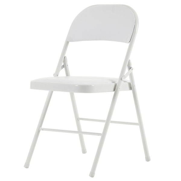 【Old Code：33292149】4pcs Elegant Foldable Iron & PVC Chairs for Convention & Exhibition White