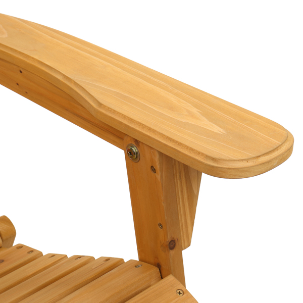 【Replace 57738306】Folding Wooden Adirondack Lounger Chair with Natural Finish