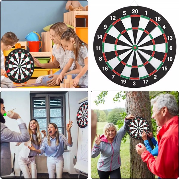 FULL SIZE 17" DARTBOARD SET 6 DARTS FUN FAMILY DART BOARD GAME ADULTS KIDS XMAS