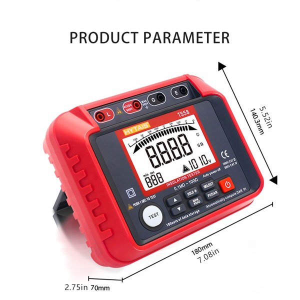 The megohmmeter comes standard with a high-precision insulation resistance tester