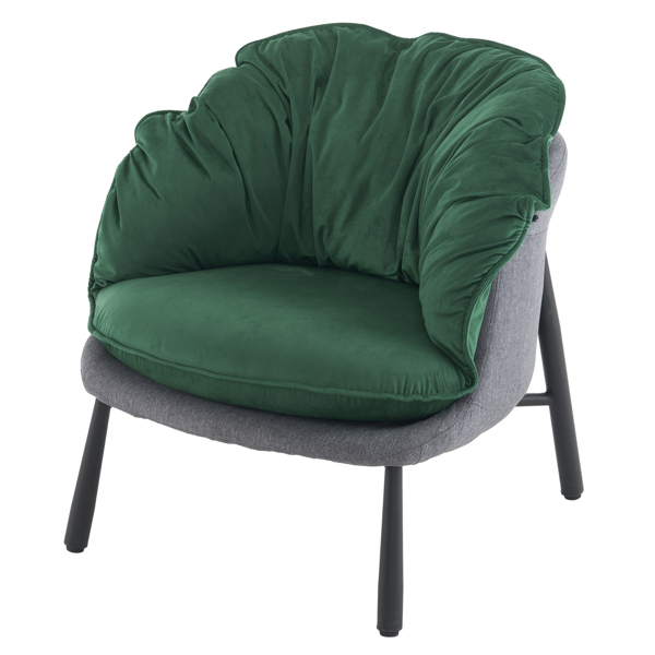 Velvet Accent Chair Barrel Chair with Metal Legs Modern Comfy Armchair Accent Reading Chair for Living Room, Bedroom, Study Room, Home Office Green