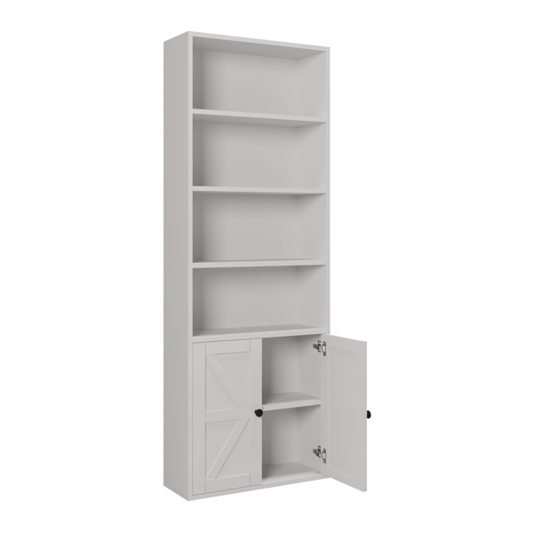 FCH 4-layer with 2 doors double Z shape melamine board 60*23.5*180cm display cabinet white