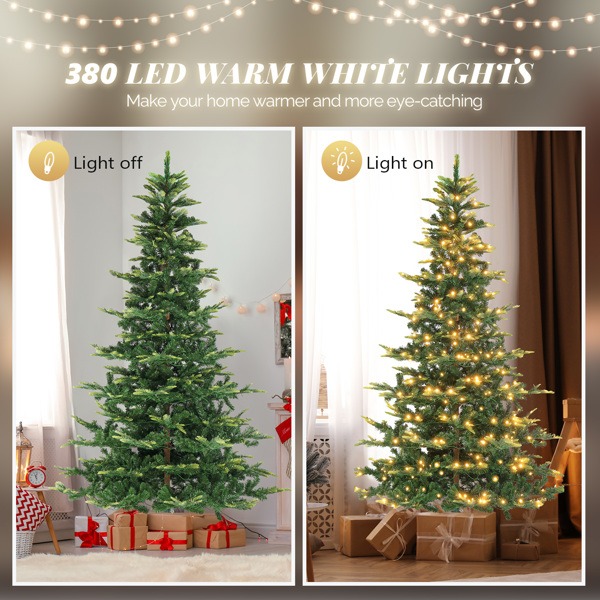 6ft Automatic Tree Structure PE PVC Material 380 Lights Warm Color 9 Modes With Remote Control 937 Branches Christmas Tree Green S101