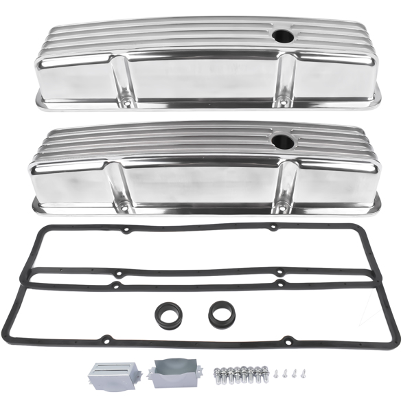 Finned Aluminum Tall Valve Covers with Bolts for Chevrolet Small Block 283 302 305 327 350 400 1958-1986