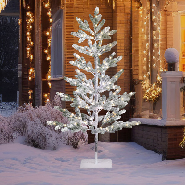 4ft Pine Tree Shape PE Material 48 Branches Green Flocking 325 Lights Warm White Two-color 8 Modes With Remote Control Indoor Tree Light  S101