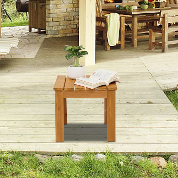 Wooden Square Side End Table Patio Coffee Bistro Table Indoor Outdoor Natural