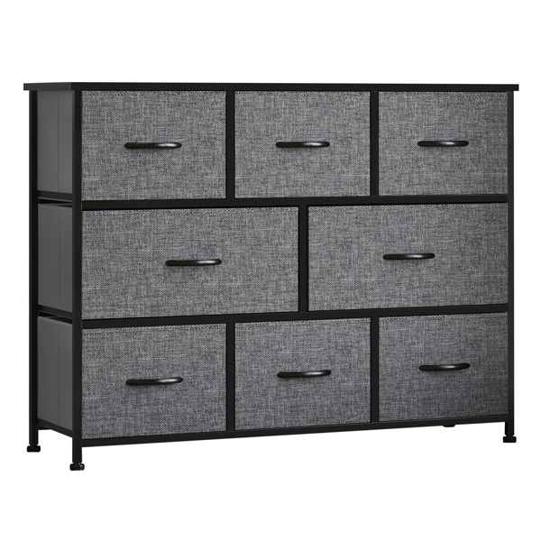 3-layer fabric drawer cabinet with 8 drawers in dark gray