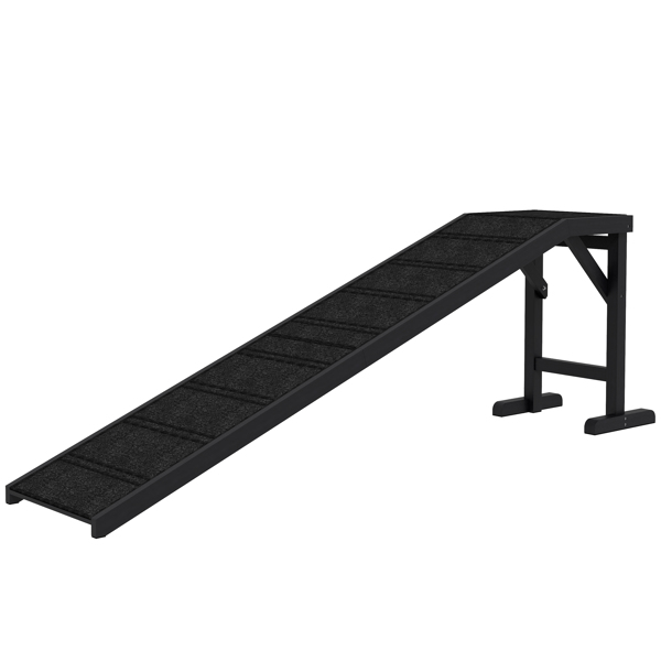 Dog Ramp for Bed, Pet Ramp for Dogs with Non-Slip Carpet and Top Platform, 74" x 16" x 25", Black