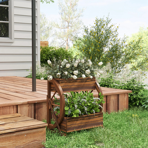  Wooden Planter Box, 2-Tier Raised Garden Bed, 22" x 13" x 22" 