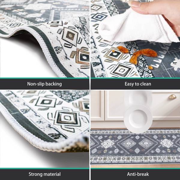 Kitchen Rug Sets 3 Piece with Runner Non Slip Kitchen Rugs and Mats Washable Kitchen Mats for Floor Thick Kitchen Floor Mat Carpet Runner Rugs for Hallway Laundry Holiday Decor