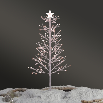 6ft With Stars On The Top, Snowy Fir Shape, Plastic Material, 132 Lights, Warm White Two-Color 8 Modes With Remote Control, 132 Branches, Indoor Tree Lights,White