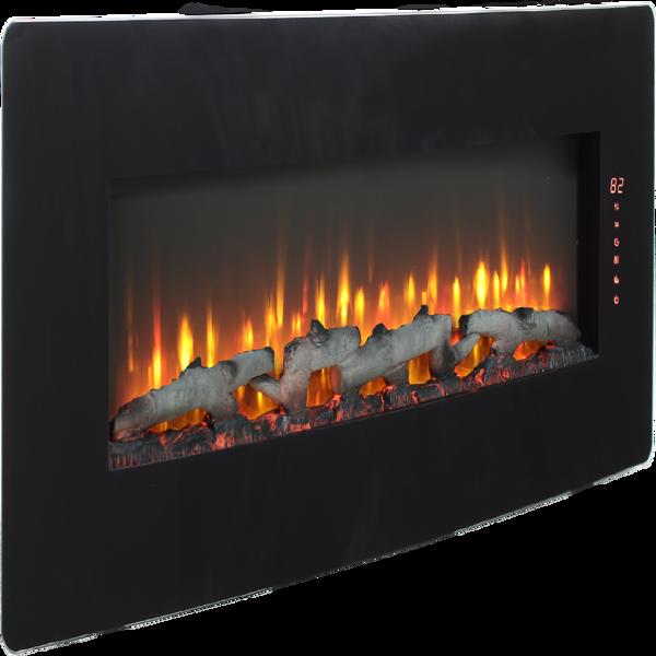 48 inch Curved Front Wall Mounted Electric Fireplace with remote and multi color flame & emberbed