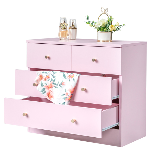 Modern Simple 4-Drawer Dresser Nightstand PINK