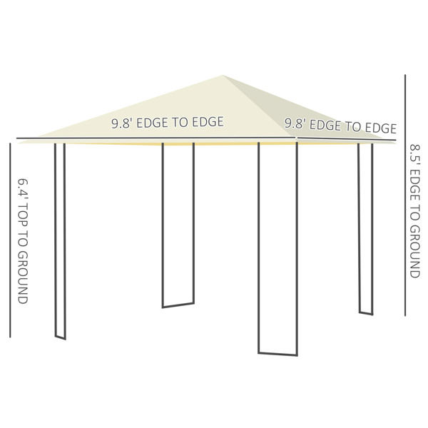 10' x 10' Outdoor Gazebo,Cream White Canopy Shelter