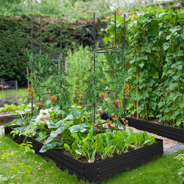 6' x 3' Raised Garden Bed with Support Rod, Black Planter Box