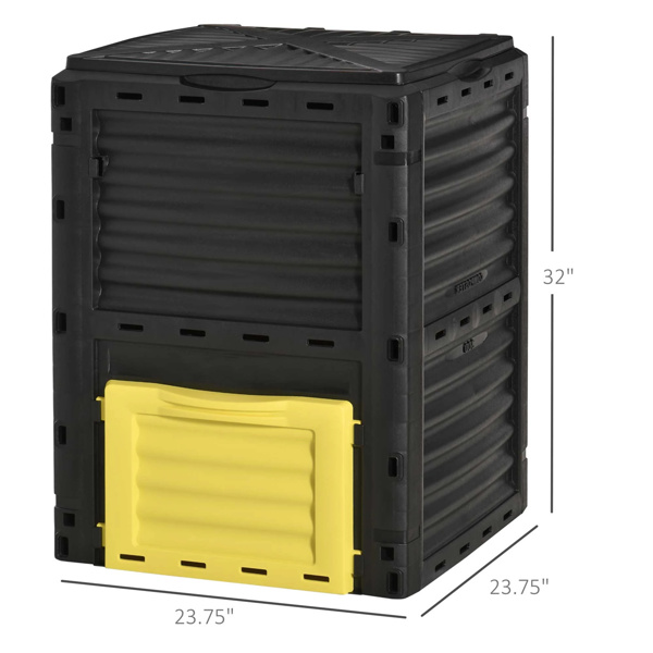 300L Garden compost bin with 48 vents Yellow