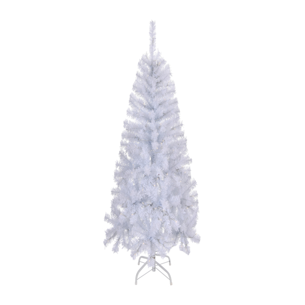 4 FT Pre-lit Artificial Christmas Tree, Hinged Xmas Pine Tree with 346 Branch Tips, 140 Lights and Remote Control for Holiday Party Office Home, White S001