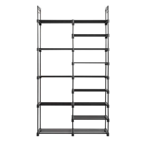 FCH Double row 9 layers with handles Non-woven shoe rack Iron pipe + PP pad + plastic 85.7*29.8*158cm Black