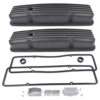 Black Aluminum Short Valve Covers Fits for 1958-1986 SBC 283 302 305 327 350 400