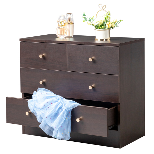 Modern Simple 4-Drawer Dresser Nightstand Brown