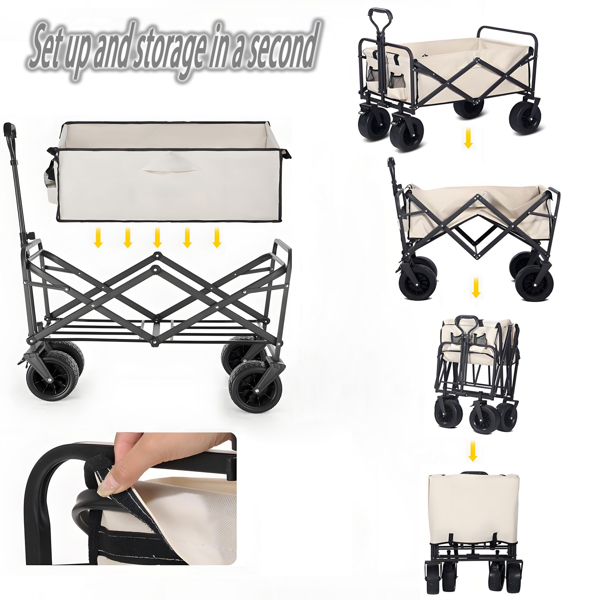 Wagon,Heavy Duty Garden Cart with All Terrain Wheels,Collapsible Folding Wagon Cart,Portable Large Capacity Utility Wagon Cart for Camping Fishing Sports Shopping