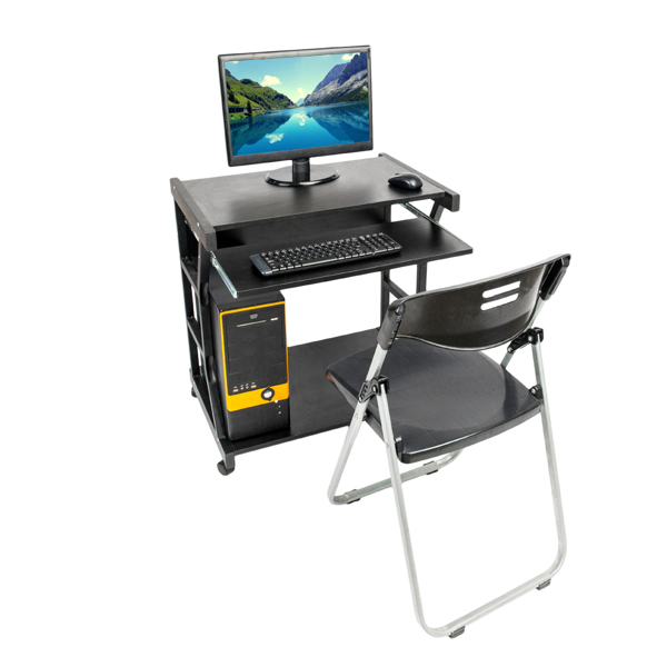 Moveable Four-wheel Computer Desk Black