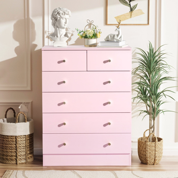 Modern Simple 6-Drawer Dresser Pink