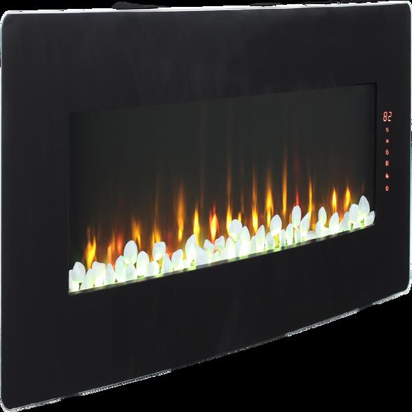 48 inch Curved Front Wall Mounted Electric Fireplace with remote and multi color flame & emberbed