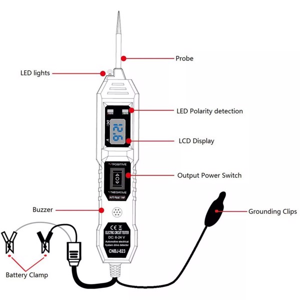 Digital 3.5-36V Automotive Car Power Circuit Electrical Tester Probe Test Light