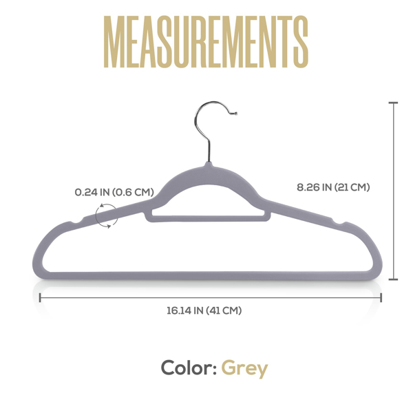 Velvet Hangers, 60 Pieces, Space Saving Hangers, Non-slip Felt Hangers with Tie Clips, Shoulder Recesses, Heavy Duty Suit Hangers for Coats, Shirts, Pants and Dresses Grey