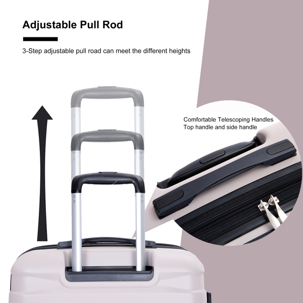 Luggage set of 5 pieces, expandable hard PC luggage set with TSA lock for rotating wheels, lightweight rolling luggage for men and women SAND.